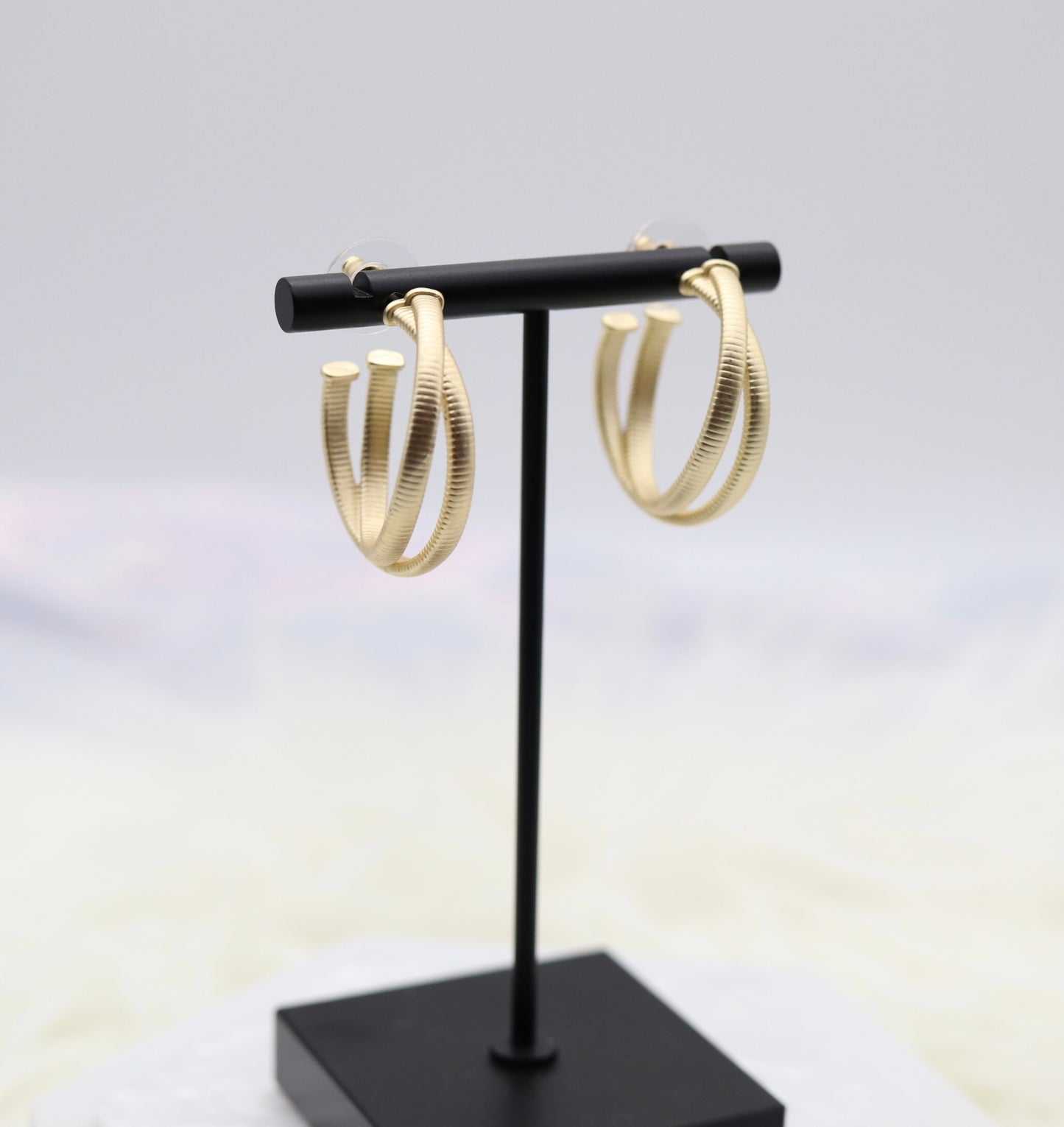 Matte Gold Twisted Hoop Earrings