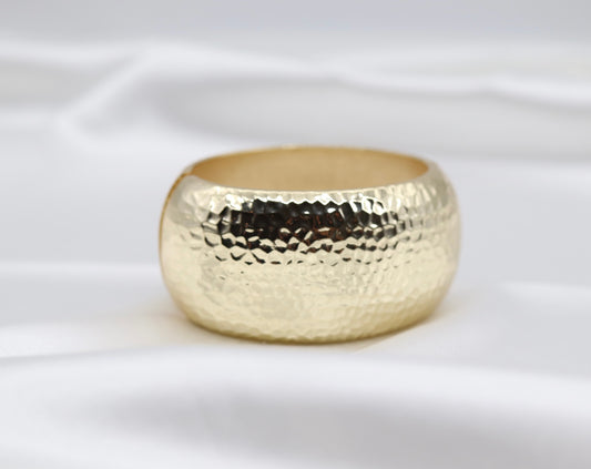 Chunky Gold Hammered Hinged Bracelet