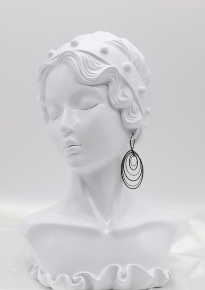 Italian Style Multi-Hoop Textured Silver Drop Earrings (Sterling Earrings)