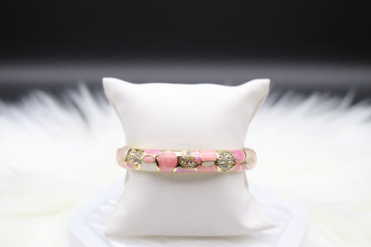 Pink Enamel Bangle Hinged Bracelet