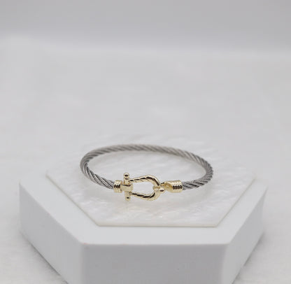 Two-Tone Cable Bracelet with Gold Anchor Clasp