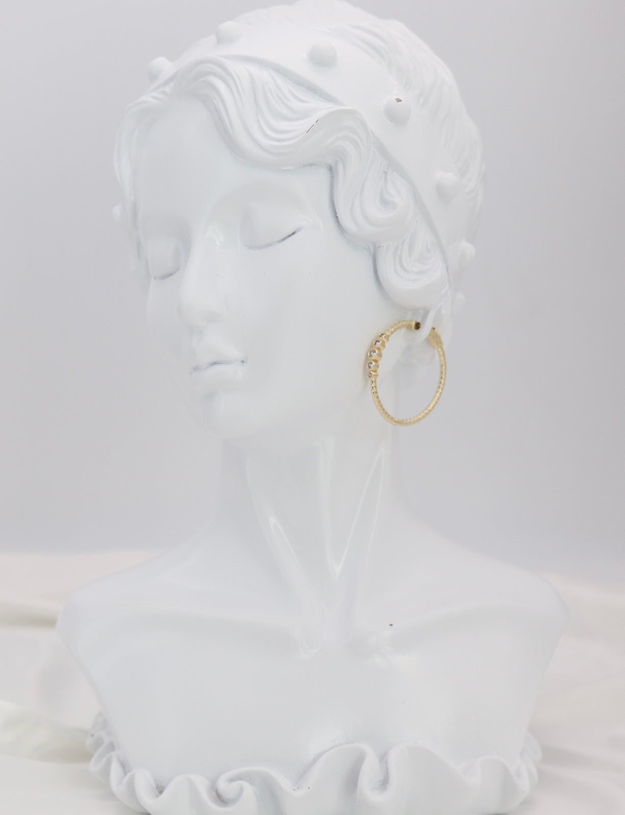 Gold Crystal Accent Hoop Earrings – Textured Luxe Hoops