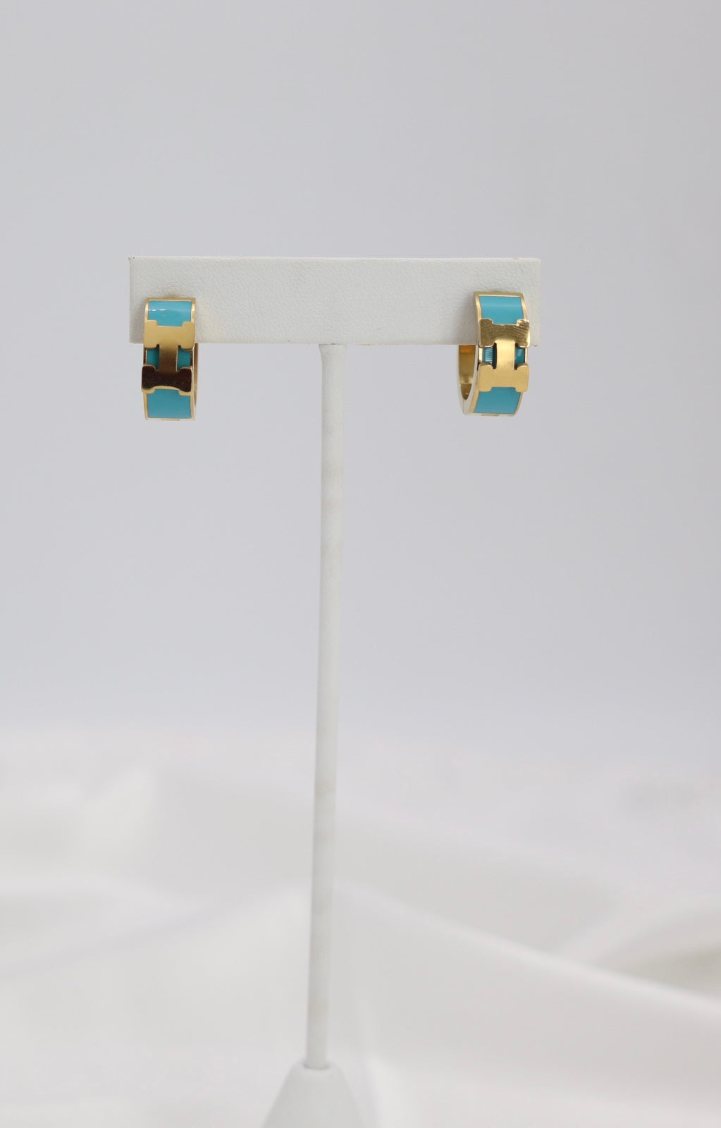 Turquoise Enamel Gold Huggie Hoop Earrings – Bold Modern Statement