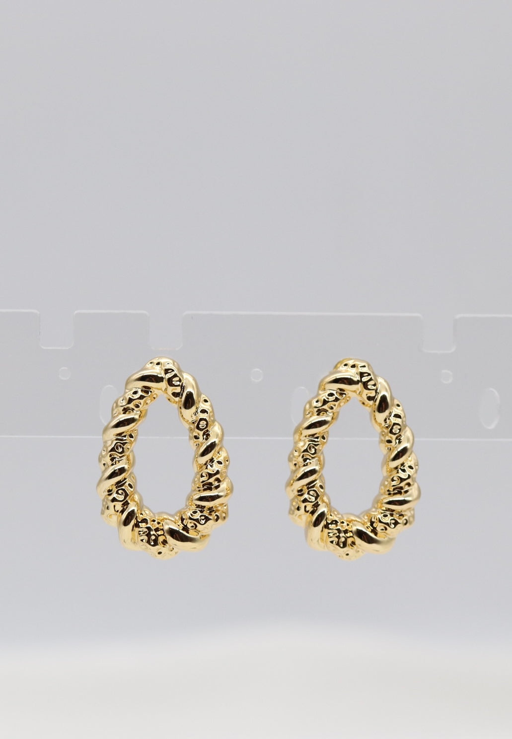 Textured Twist Oval Hoop Earrings