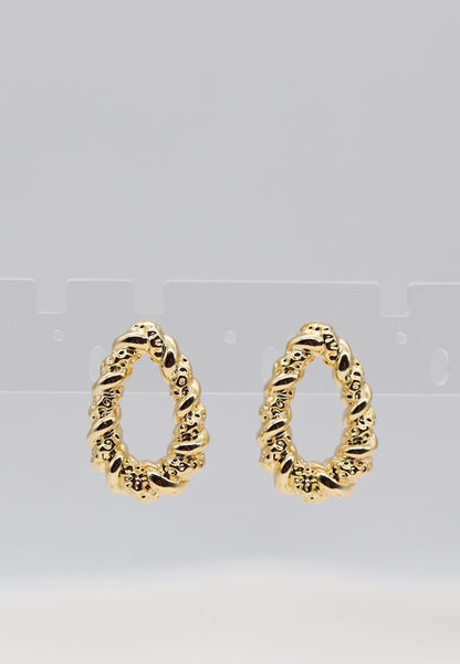 Textured Twist Oval Hoop Earrings