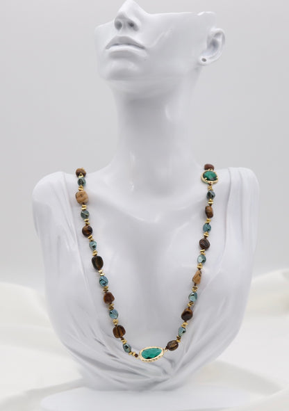 Emerald Glow Beaded Necklace