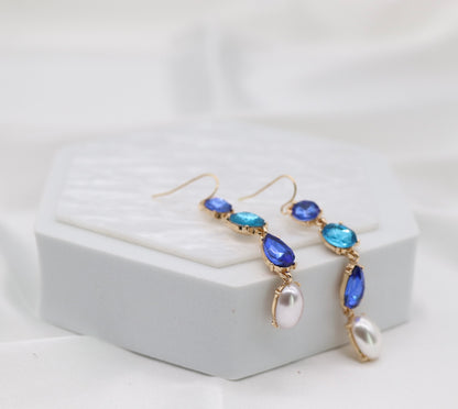 Blue Glass Stone Danging Earring