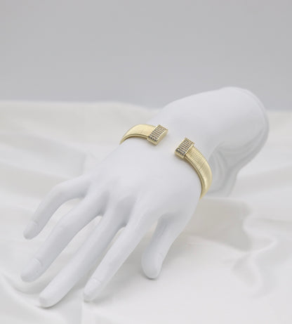 Gold Tubogas Pavé Open Cuff Bracelet
