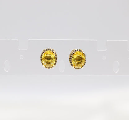 Citrine Cubic Zirconia Gold Post Style Earrings