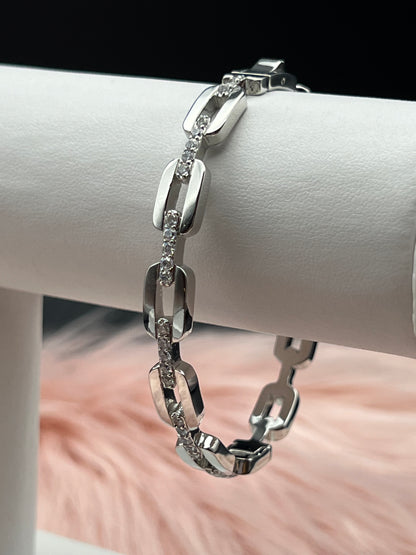Silver Chain CZ Link Bracelet