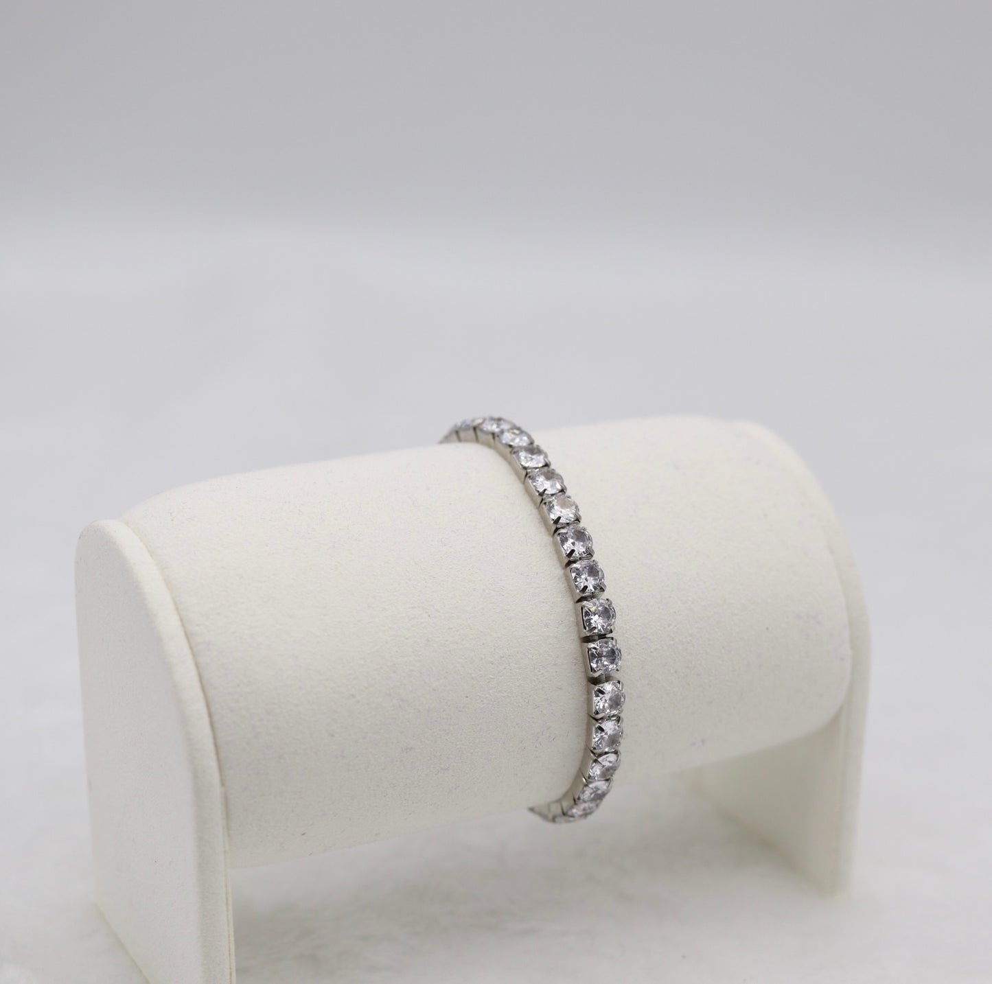 Silver CZ Stretch Tennis Bracelet