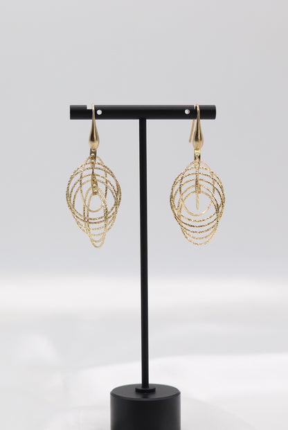 Italian Style Twisted Layered Gold Drop Earrings