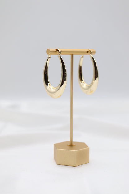 Thick Oval Hoop Gold Earrings