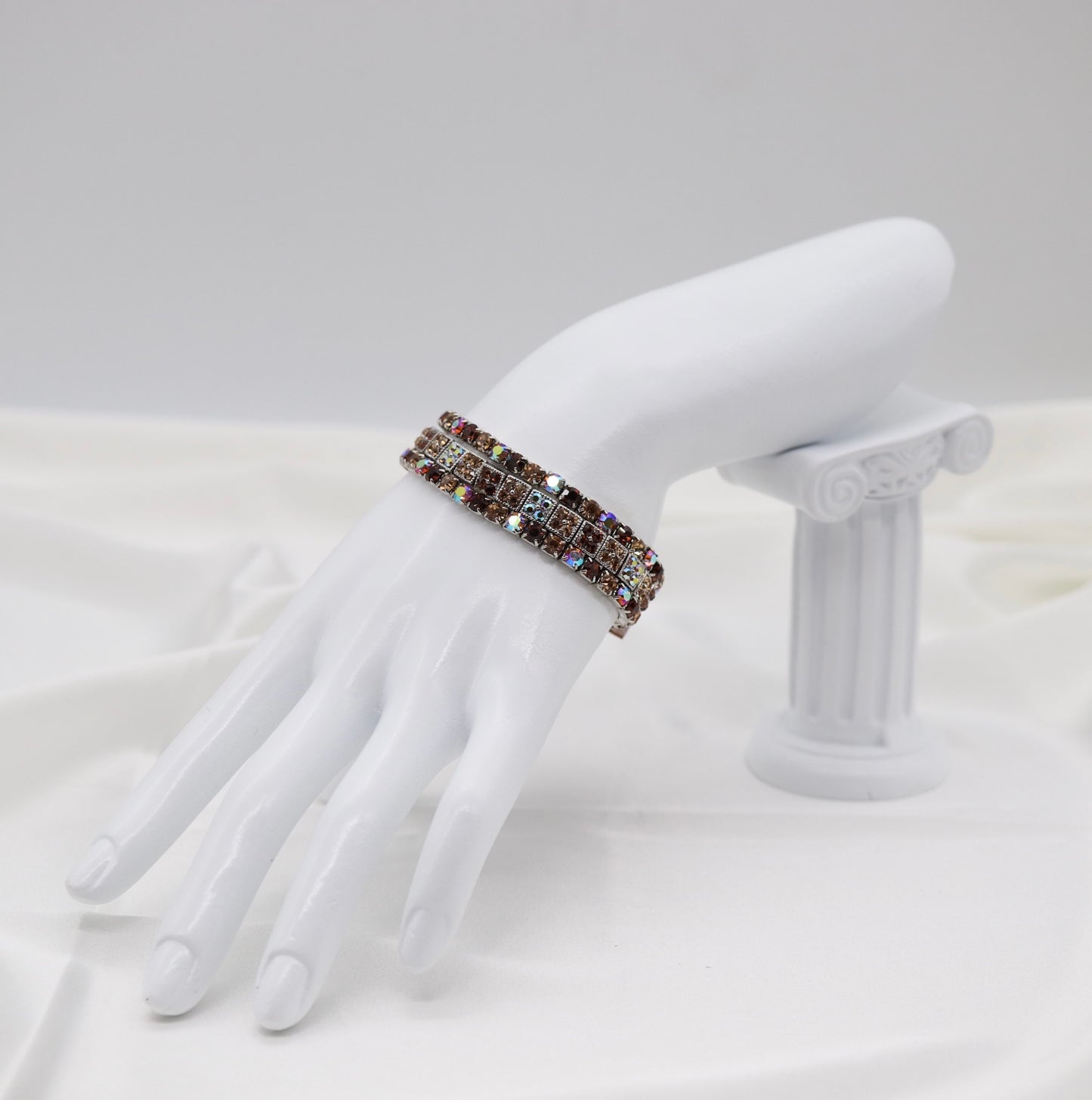 Brown Aurora Mosaic Crystal Stretch Bracelet