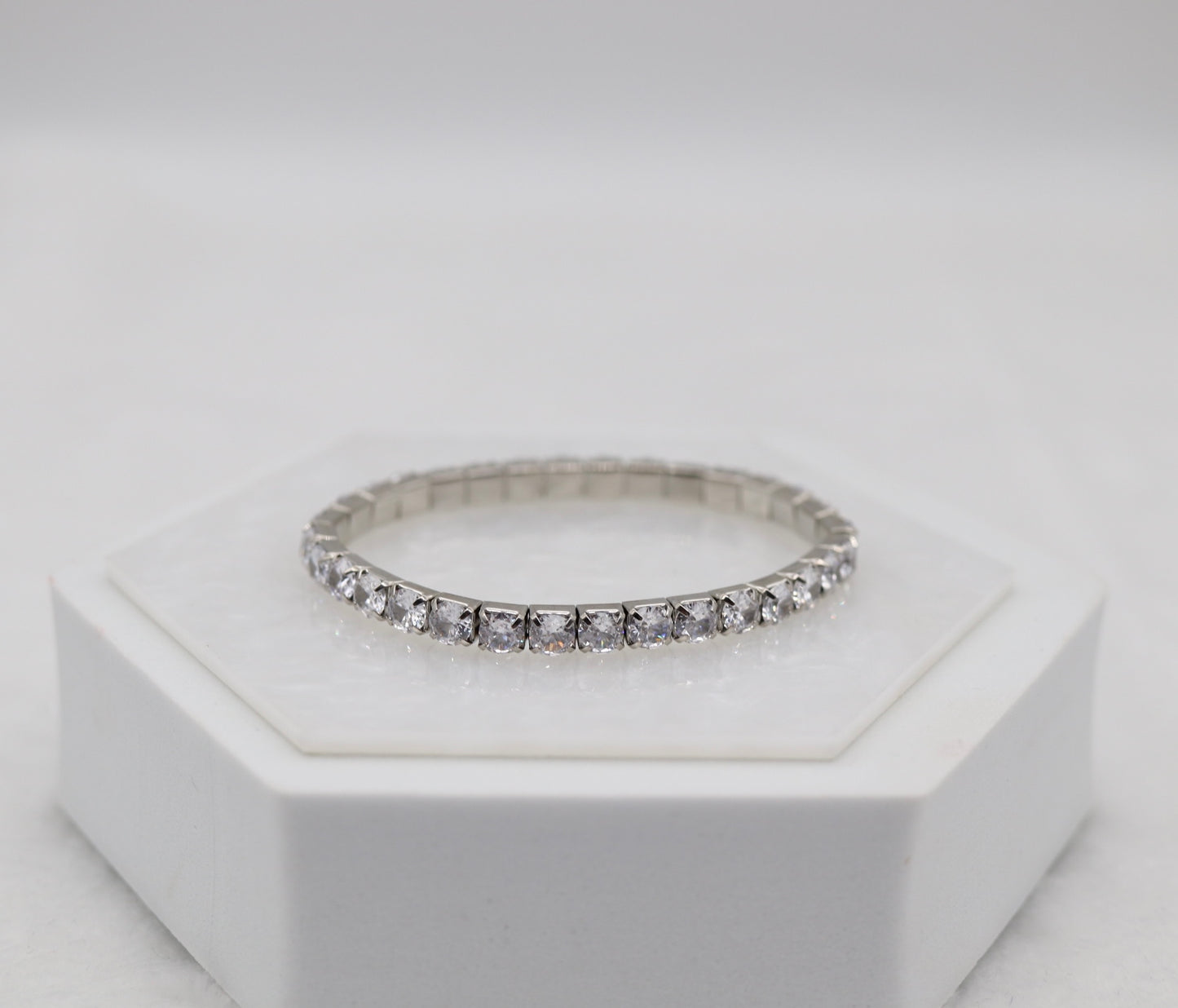 Silver CZ Stretch Tennis Bracelet