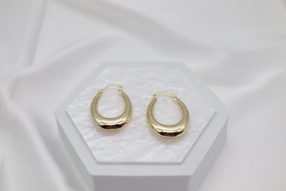 Thick Oval Hoop Gold Earrings