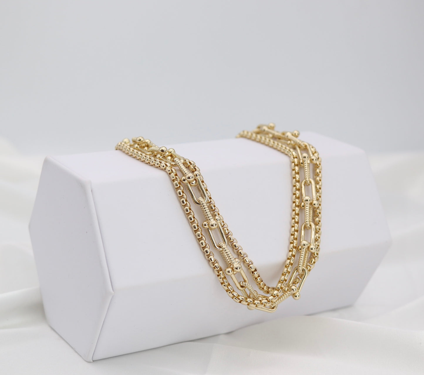 Golden Harmony Multi-Chain Statement Necklace