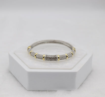 Two-Tone Pave Hinged Bangle Bracelet