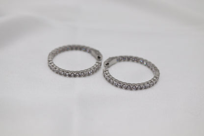 Silver CZ Hoop Earrings