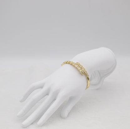 Gold-Tone Geometric Wrap Bangle with CZ Accents