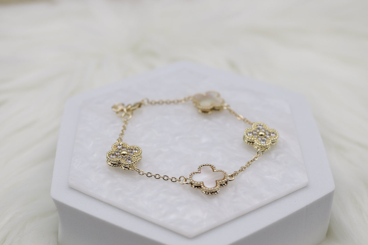 Double Sided Gold Clover Bracelet