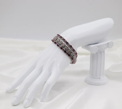 Purple Aurora Crystal Flower Bracelet