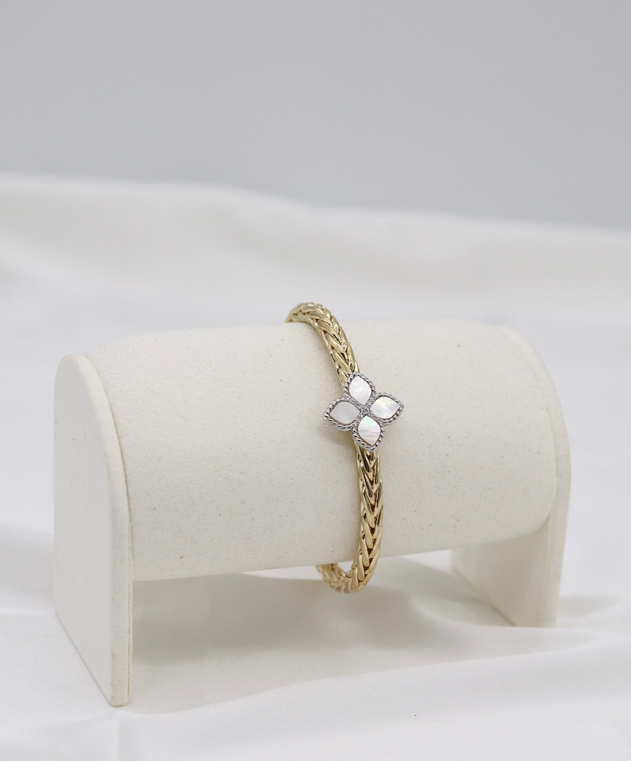 Gold Braided Clover Cuff Bracelet