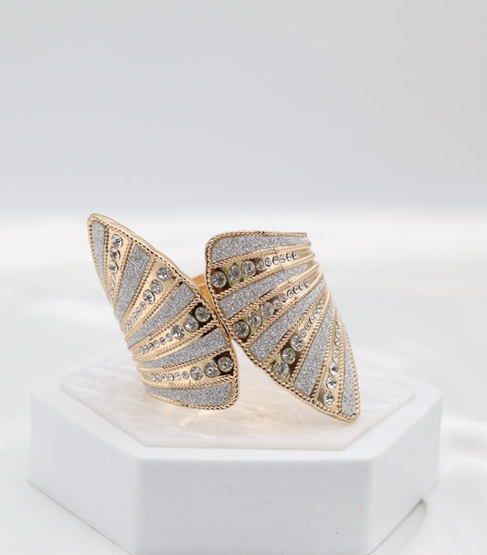 Silver And Gold Cuff CZ Bracelet