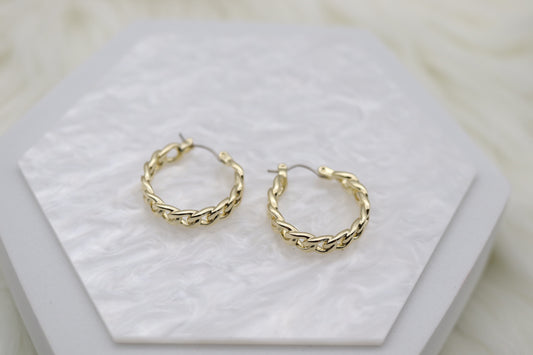Gold Chain Link Huggie Earrings