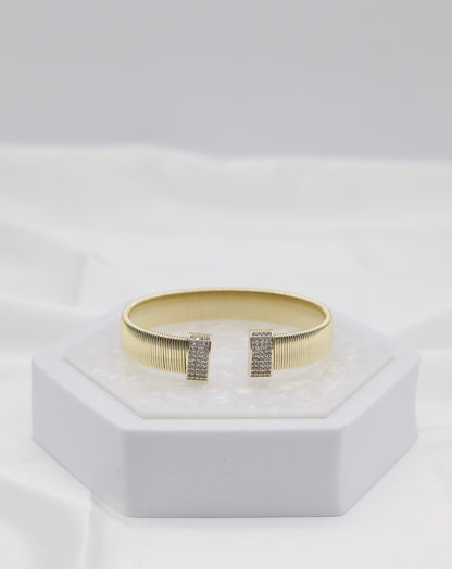 Gold Tubogas Pavé Open Cuff Bracelet
