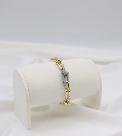 Gold Pavé Link Chain Bracelet