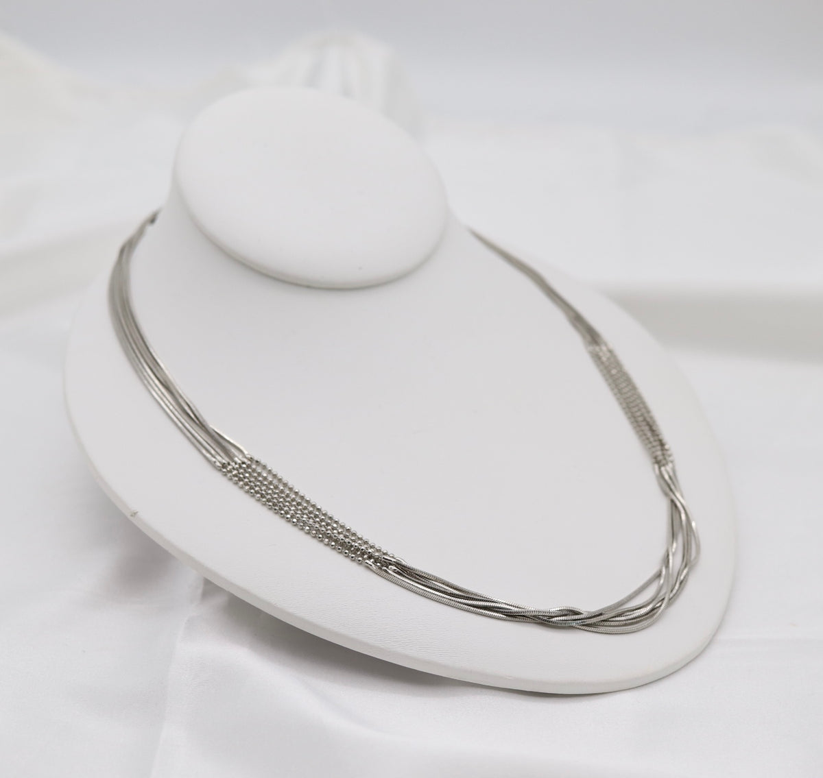 Silver-Tone Multi-Strand Snake Chain Statement Necklace
