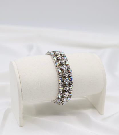 Silver Aurora Crystal Flower Bracelet