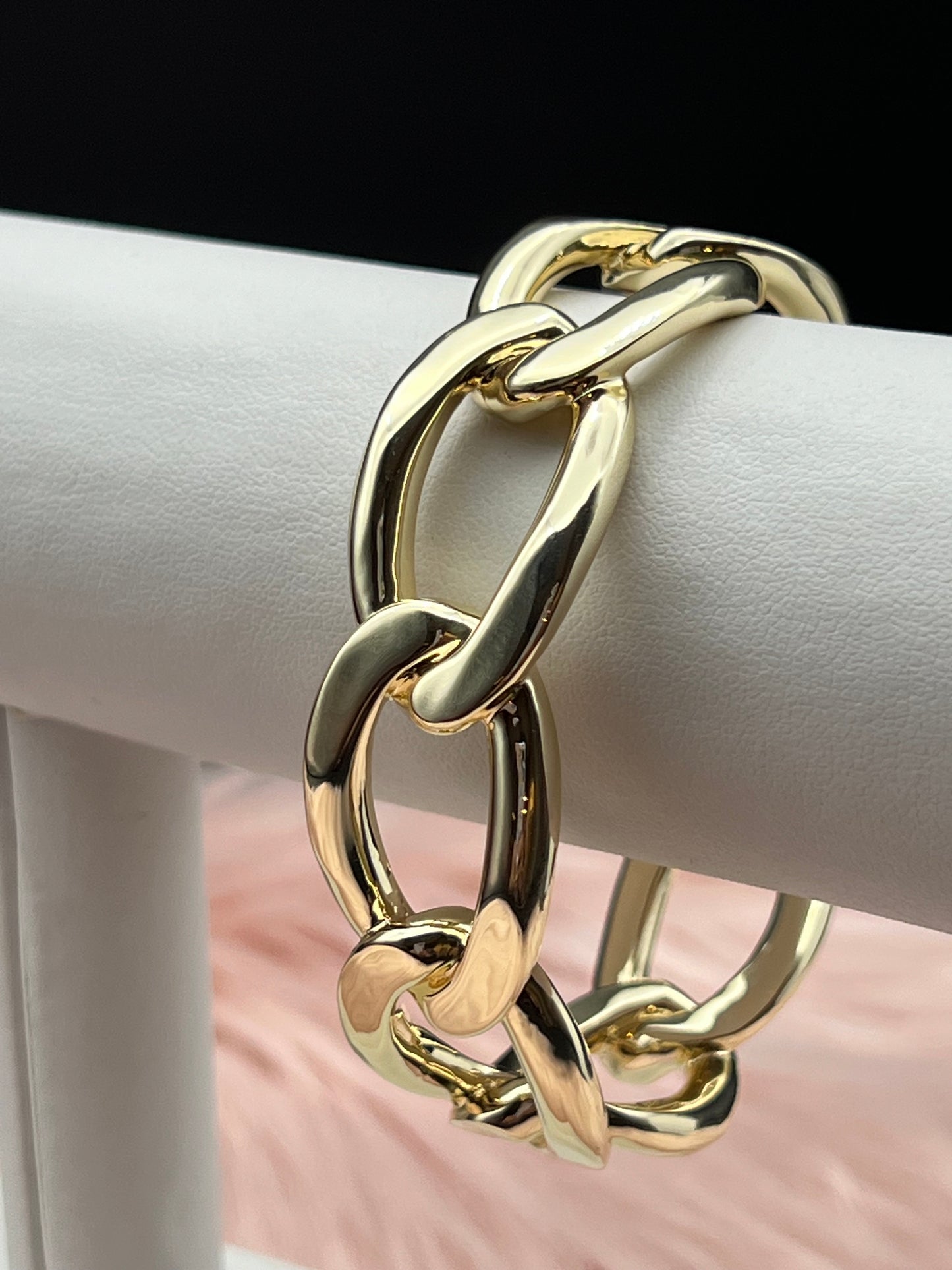 Large Gold Chain Linked Cuff Bracelet