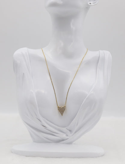 Gold Heart Pendant Necklace – Pave Crystal Design