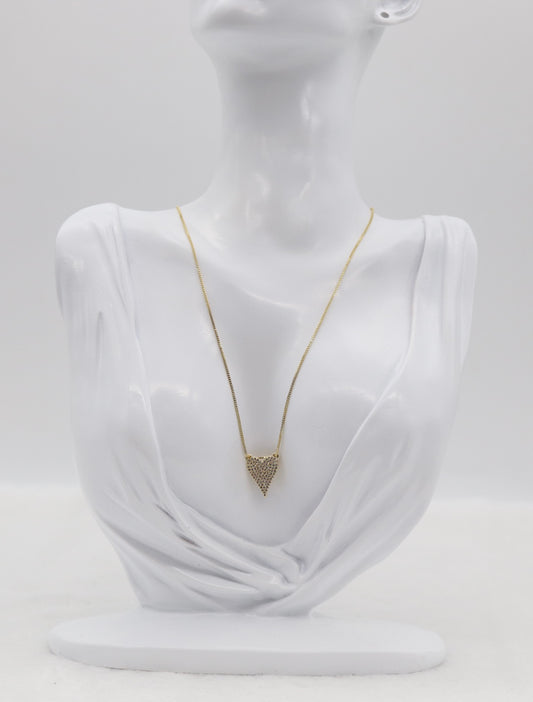 Gold Heart Pendant Necklace – Pave Crystal Design