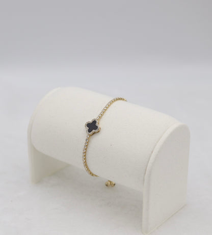 Black Clover Adjustable CZ Tennis Bracelet