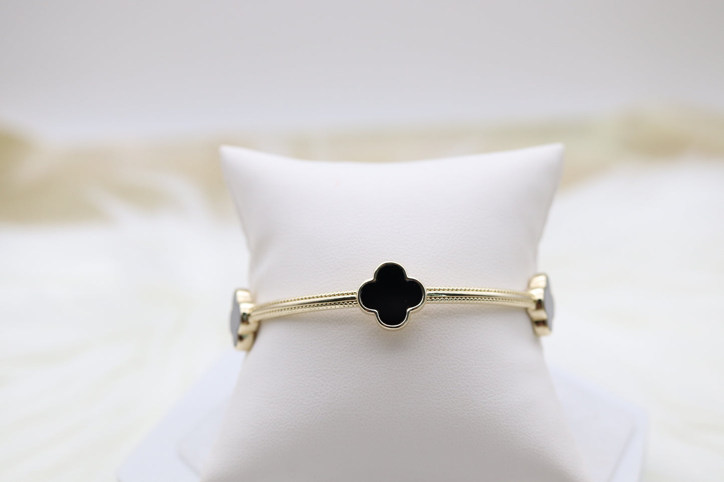 Gold Clover Bangle Bracelet