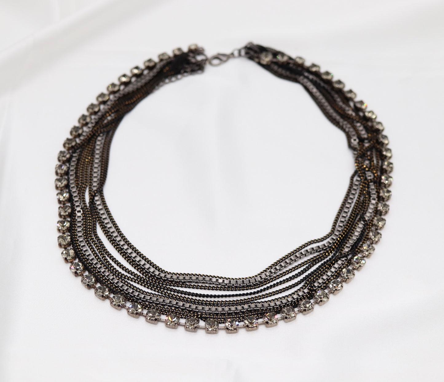Smoky Crystal Multi-Layer Statement Necklace