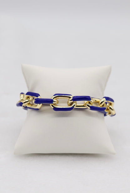 Bold Gold and Blue Link Statement Bracelet