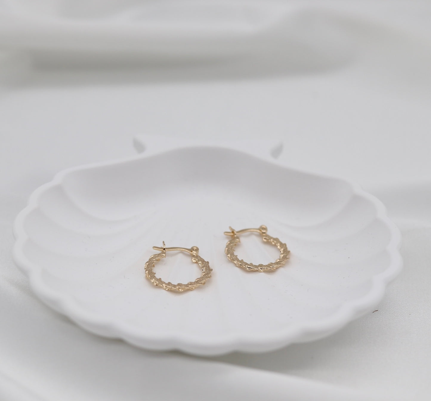 Textured Twist Gold Hoop Earrings