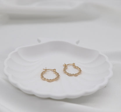 Textured Twist Gold Hoop Earrings