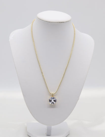 CZ Crystal Pendant With Box Style Necklace