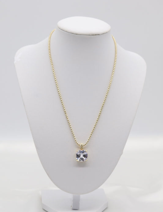 CZ Crystal Pendant With Box Style Necklace