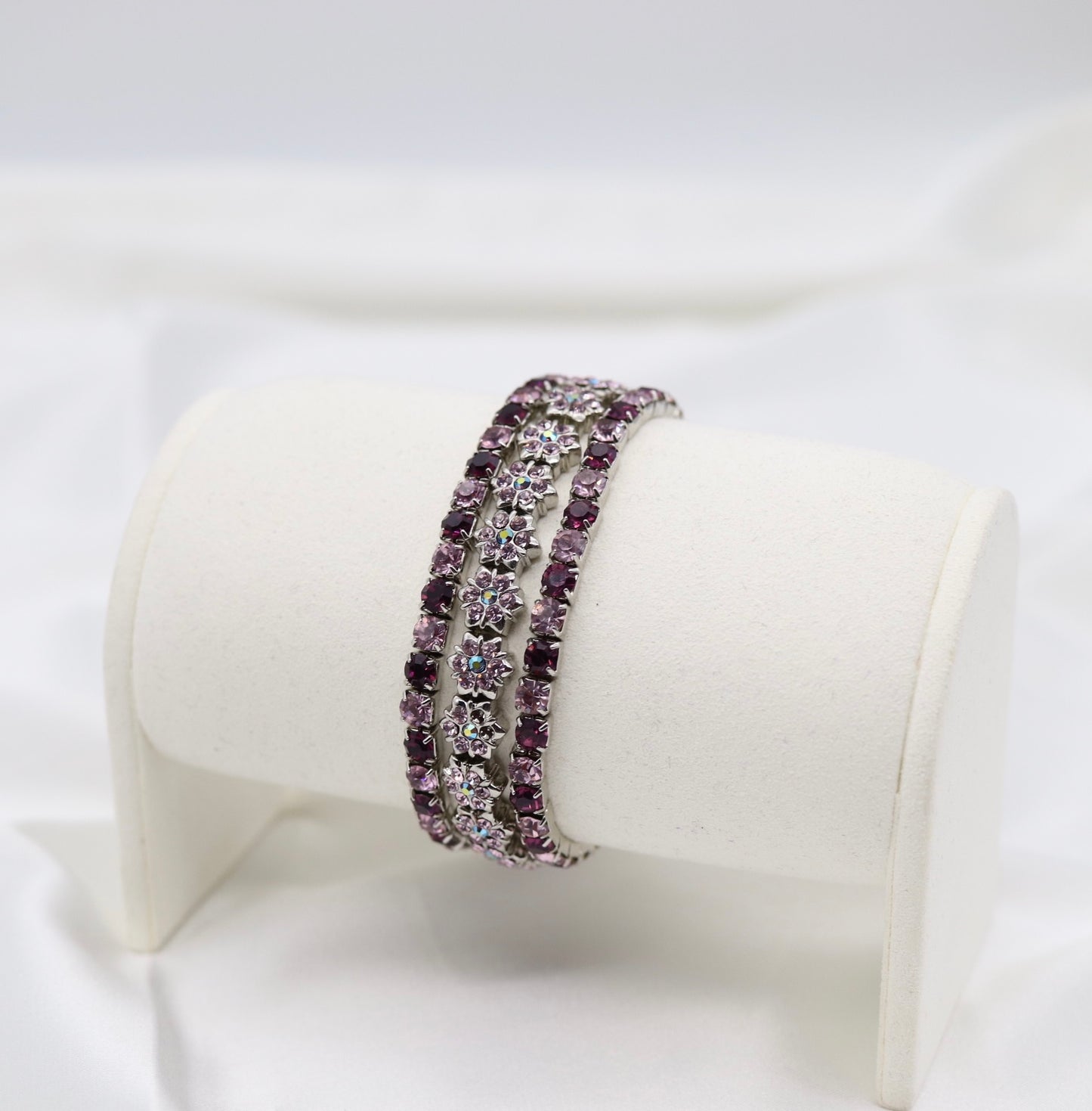 Purple Aurora Crystal Flower Bracelet