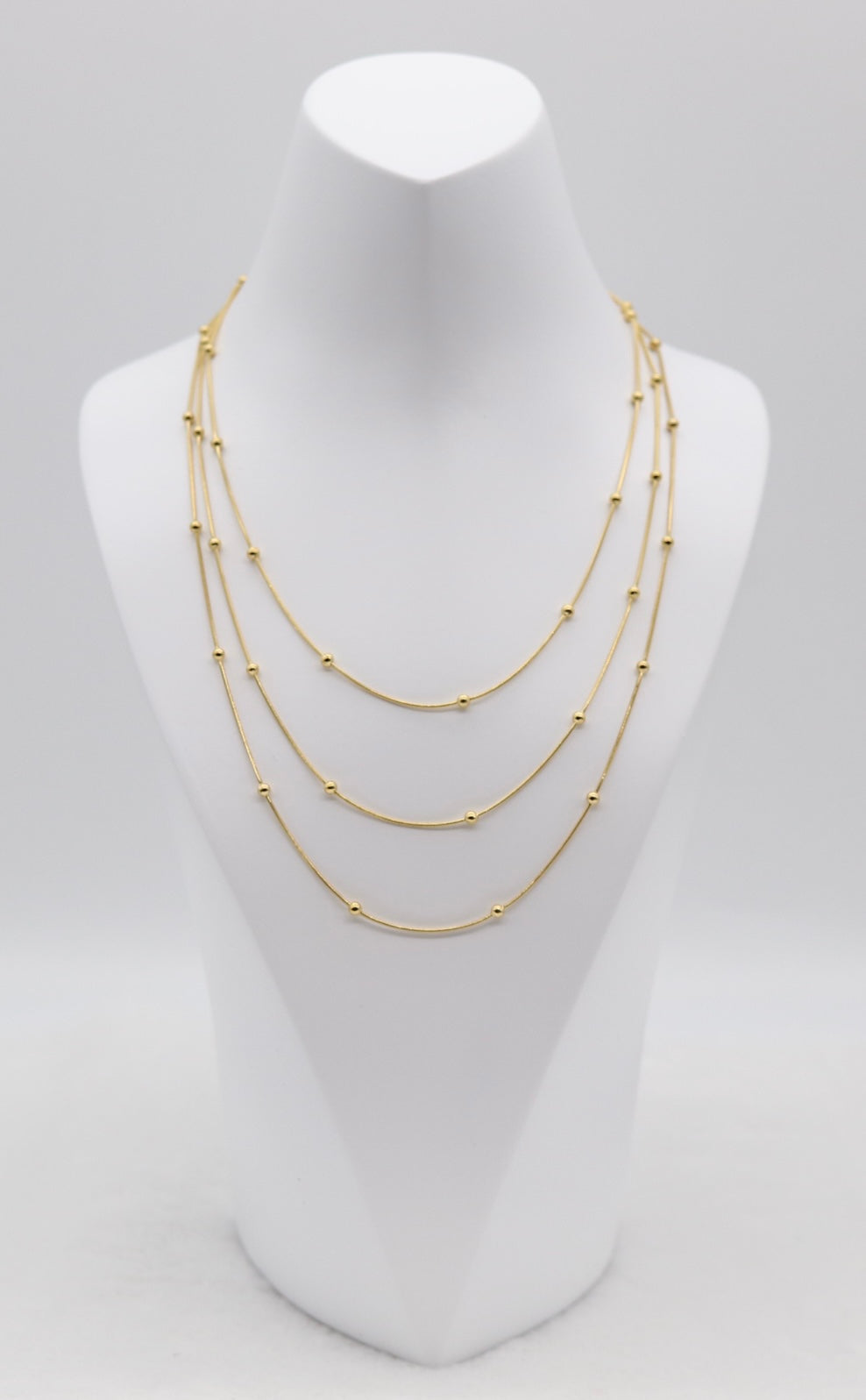 Triple Layer Gold Bead Necklace