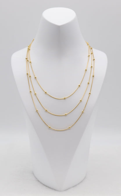 Triple Layer Gold Bead Necklace
