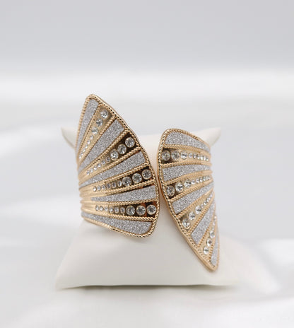 Silver And Gold Cuff CZ Bracelet