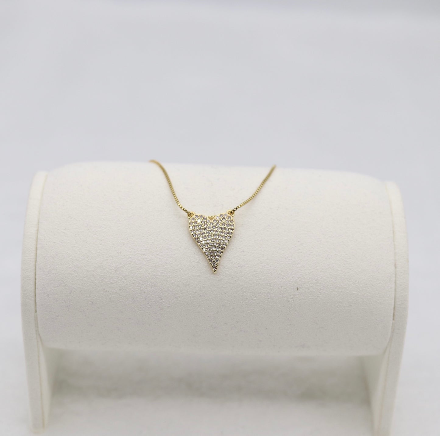 Gold Heart Pendant Necklace – Pave Crystal Design