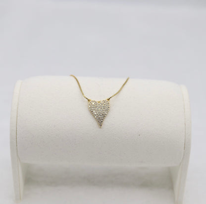 Gold Heart Pendant Necklace – Pave Crystal Design
